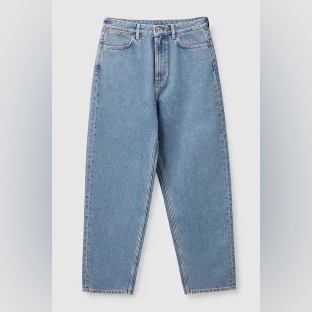 COS Tapered Leg Jeans High Rise Ankle Length Cotton Denim in Blue sz. 25